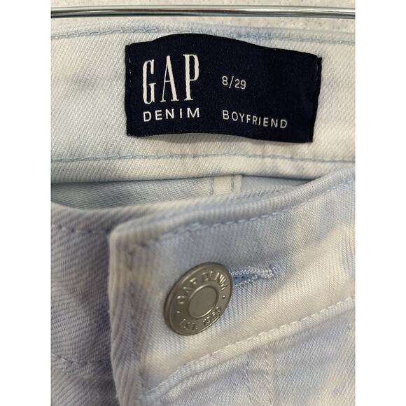 GAP Denim Jeans Size 8/29 Blue White Tie Dye SLIM BOYFRIEND Mid Rise Cropped NEW - Picture 8 of 12